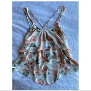 Flowy floral cross back top